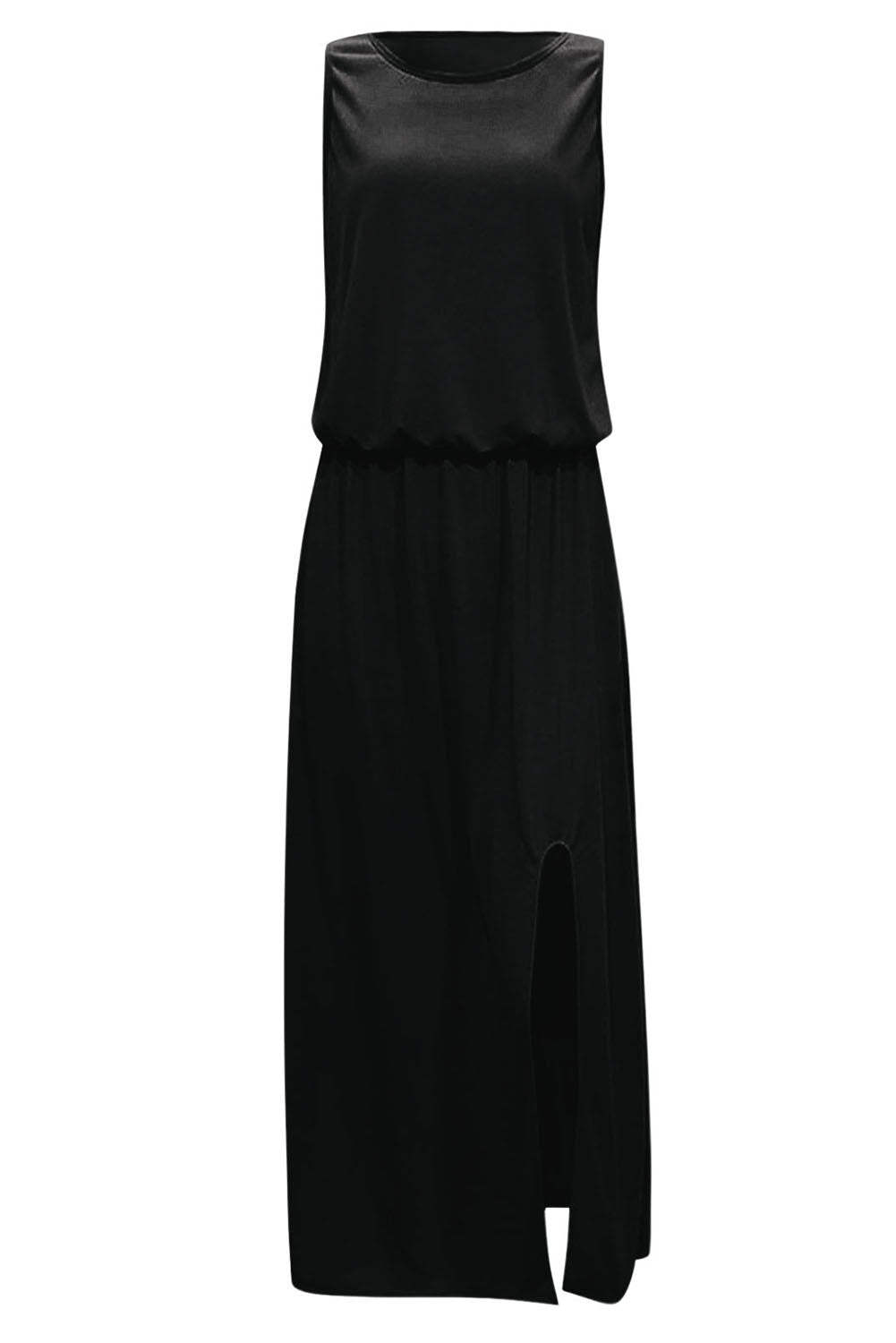 Solid Sleeveless Tunic Maxi Dress with Split