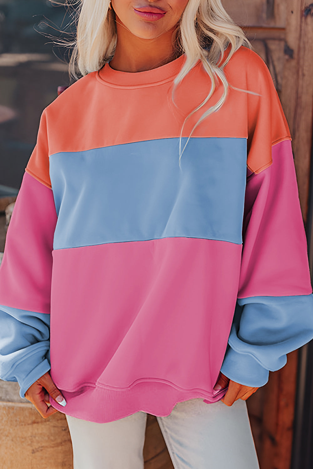 Colorblock Patchwork Drop Shoulder Sweatshirt