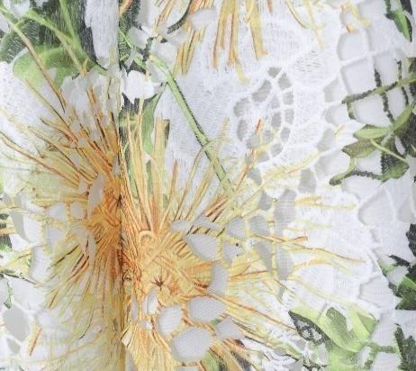 Floral Eyelet Square Neck Irregular Hem Sleeveless Dress