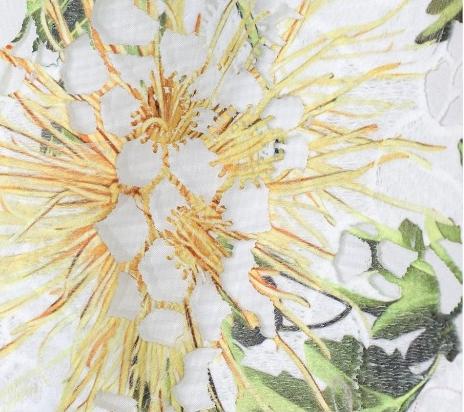 Floral Eyelet Hollow Puff Sleeve Round Neck Crop Top