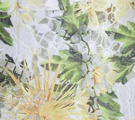 Floral Eyelet Hollow Lining Irregular Hem Straight Pants