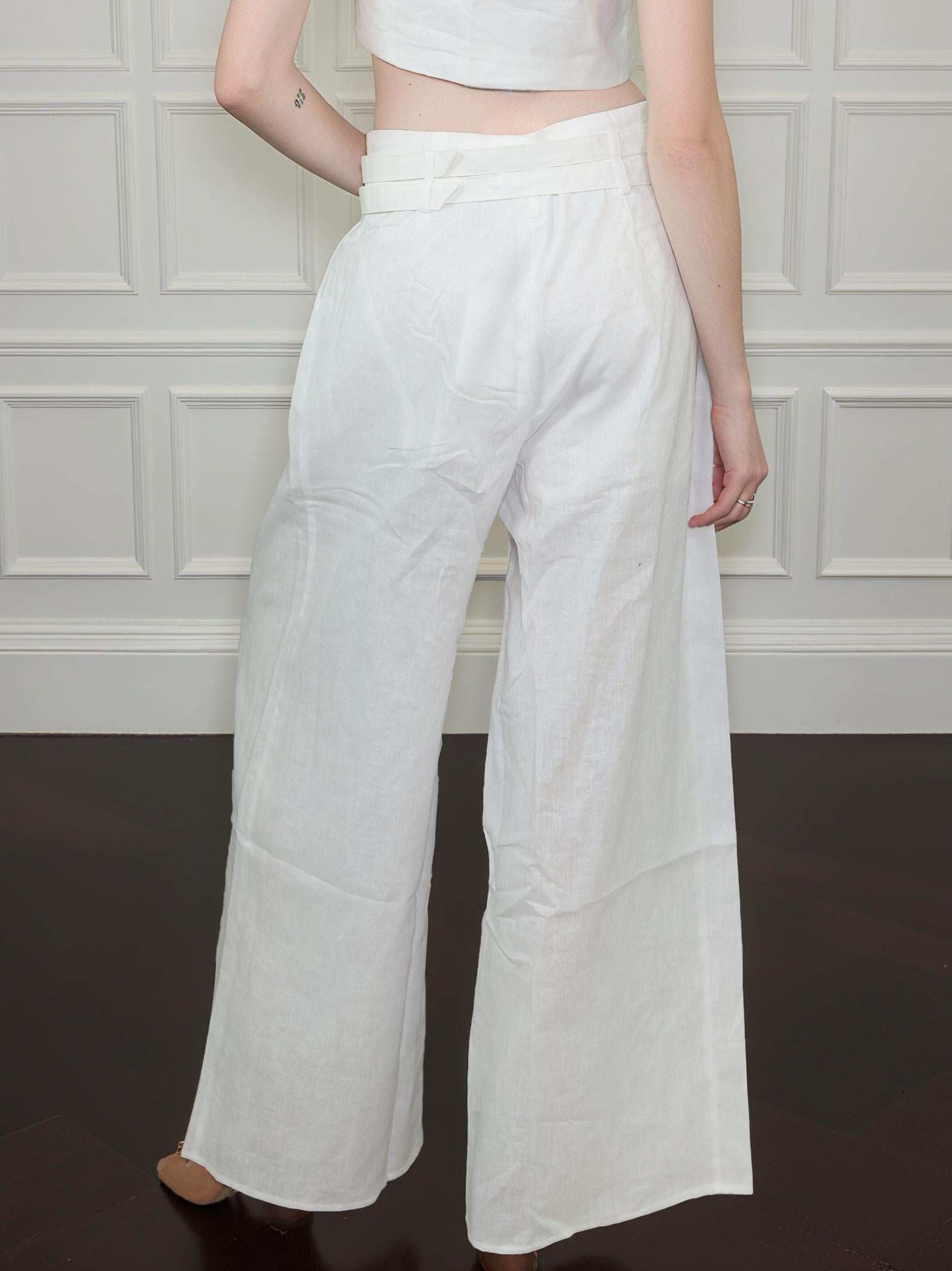 Beaded Double Belted Lining Sheer Pants