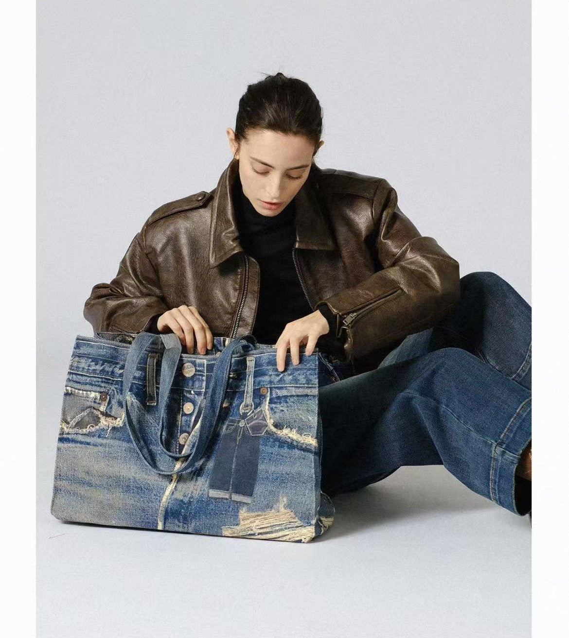 Denim Style Large Tote Bag