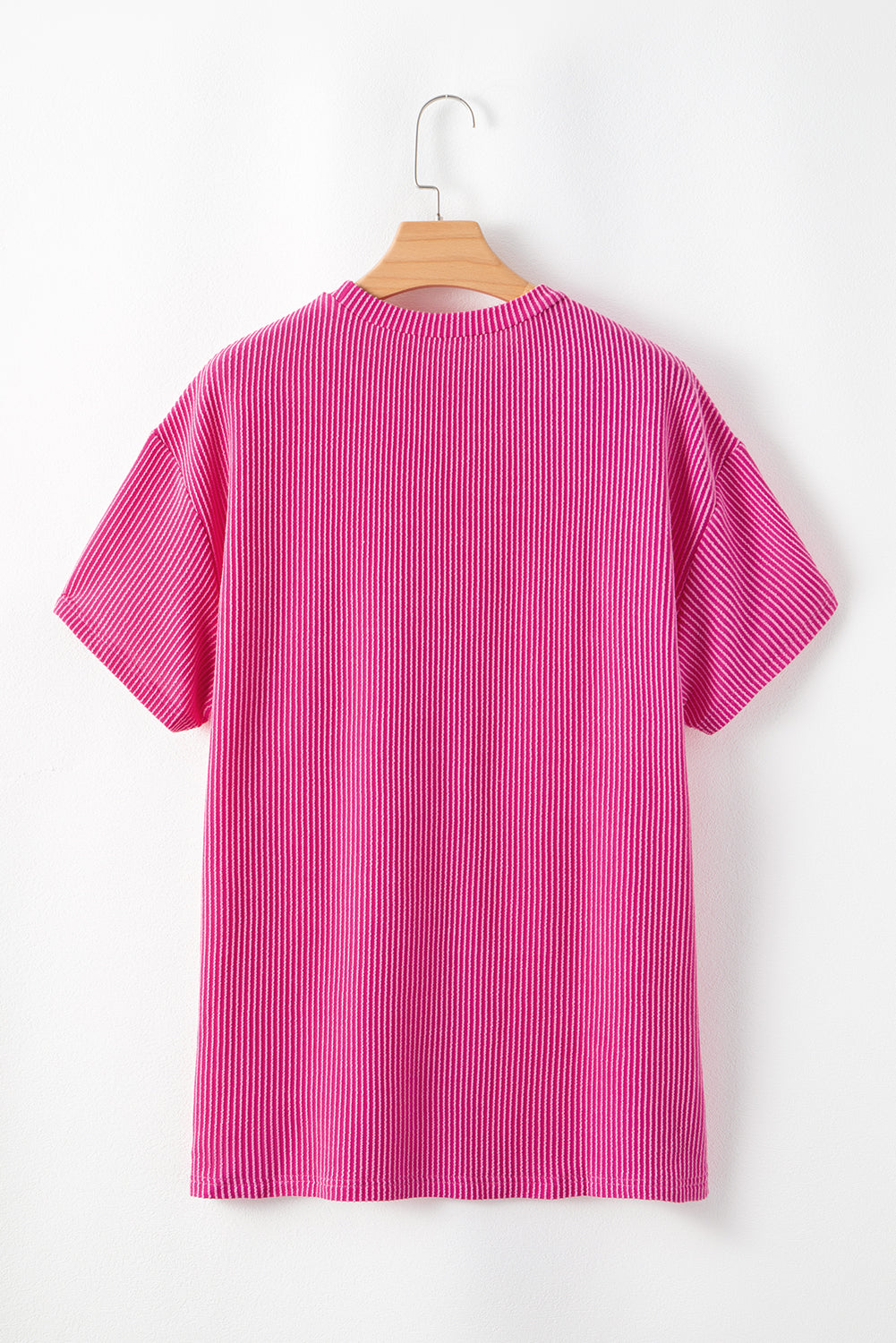 Corded Knit Pocketed Loose Fit T Shirt