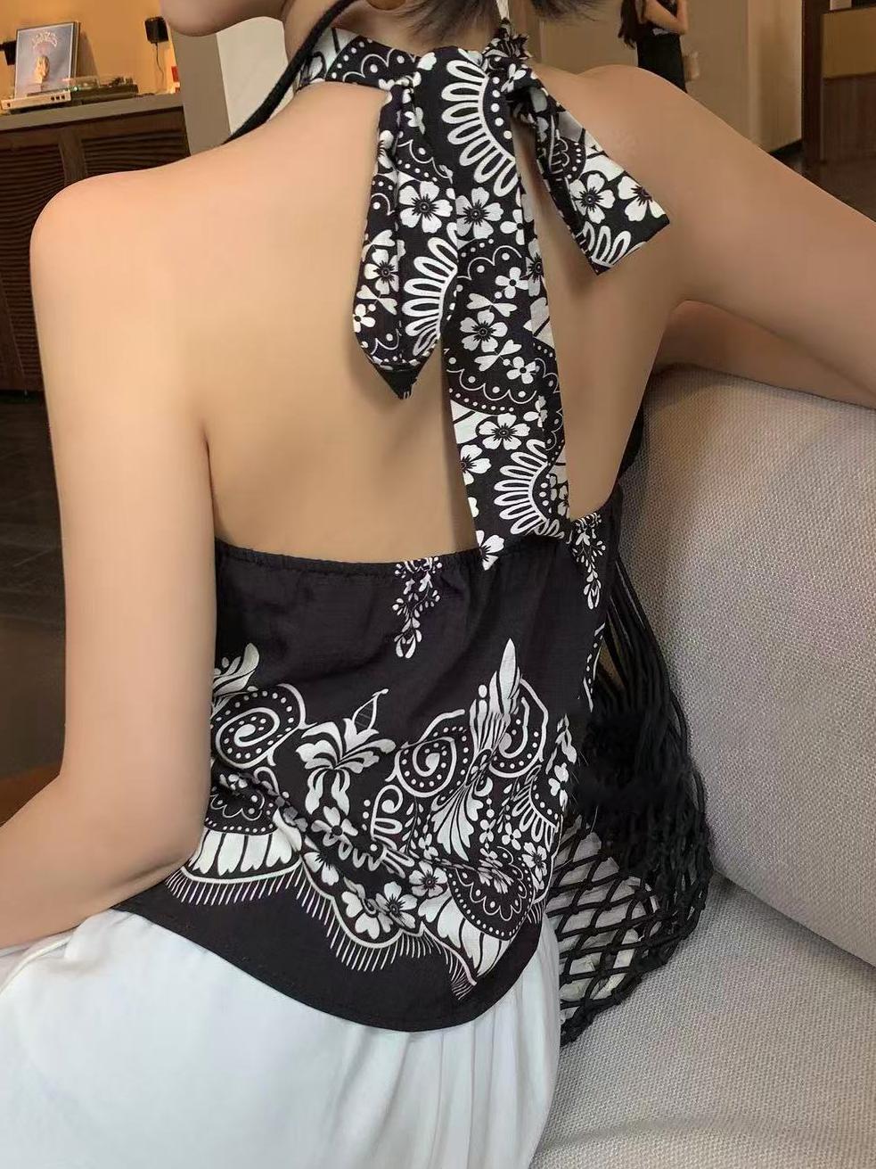 Boho Scarf Style Halter Tie Back Loose Top