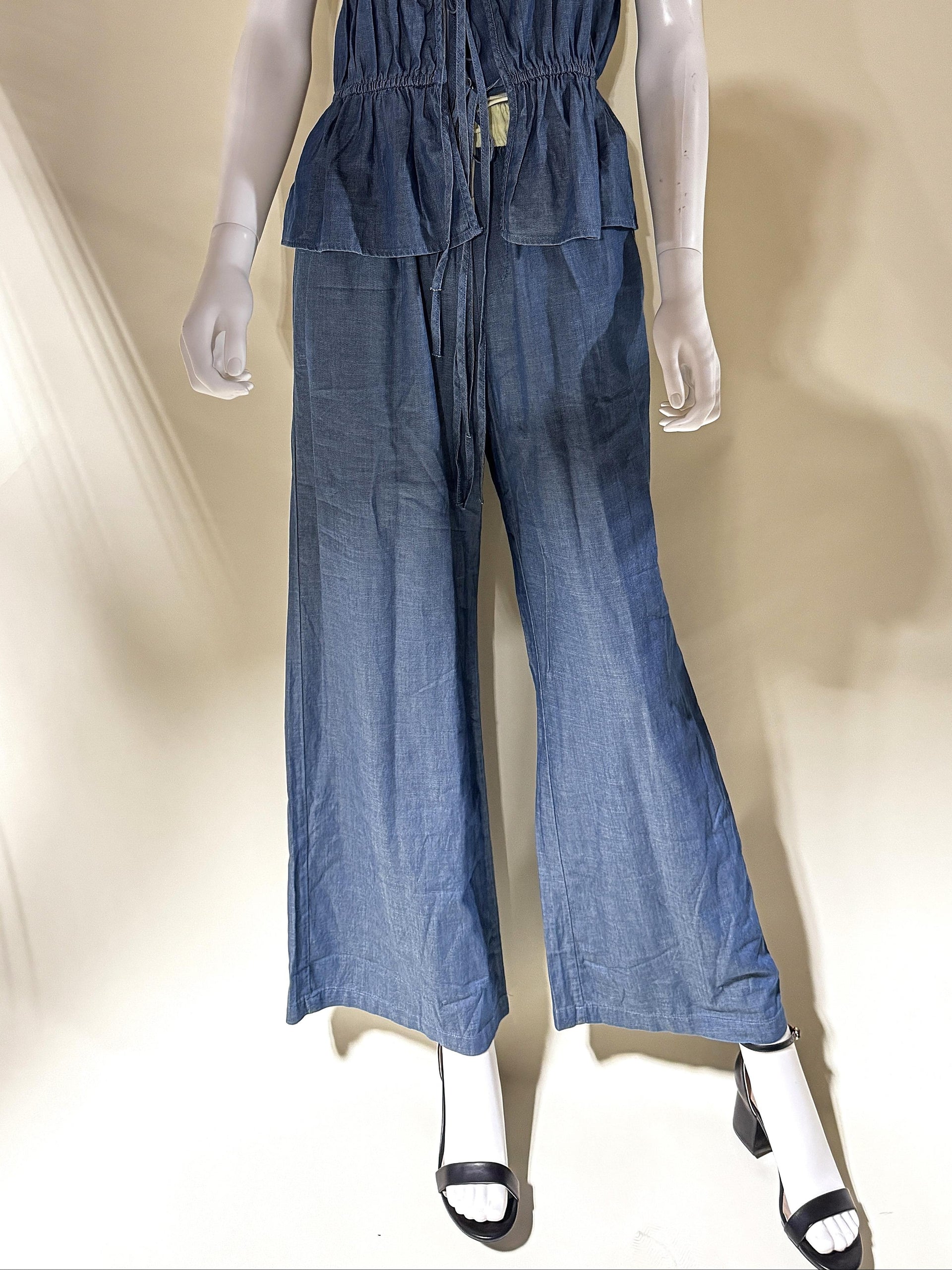 Drawstring Elastic Waist Wide Leg Pants