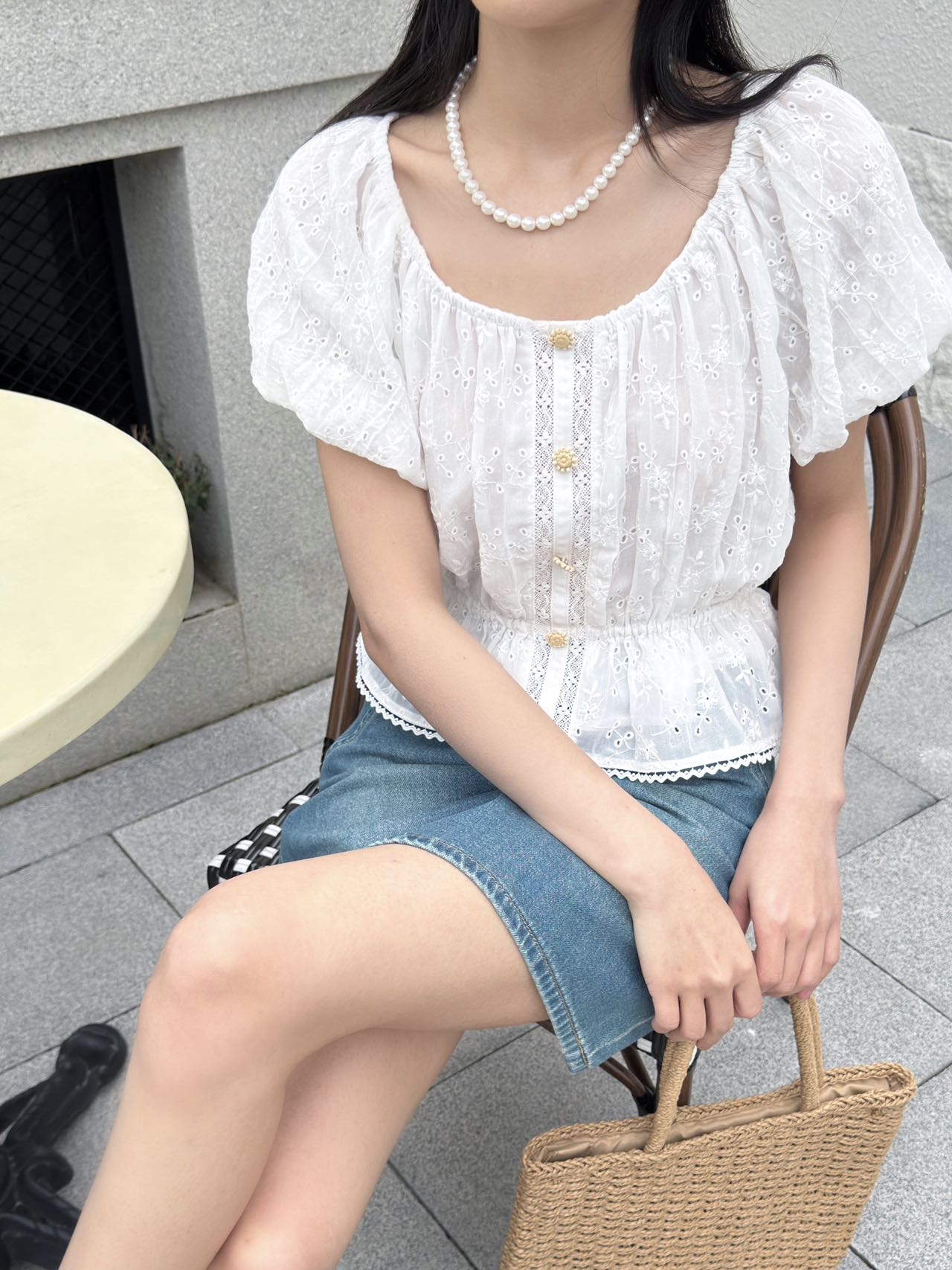 Lace Embroidered Scoop Neck Crop Top