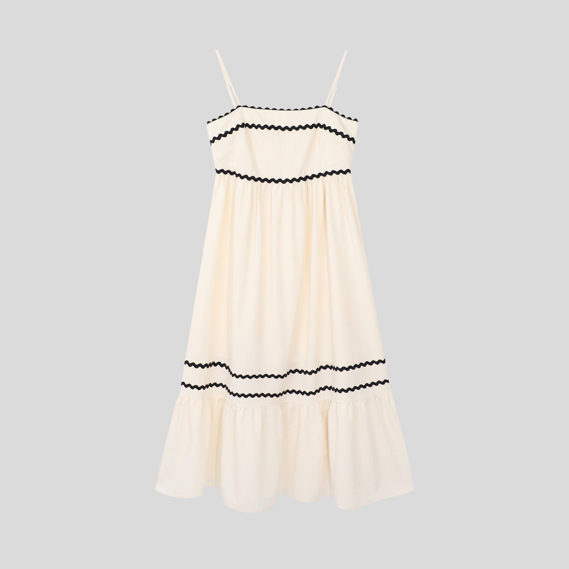 Ric Rac Trim Back Zipped Spaghetti Maxi Dress