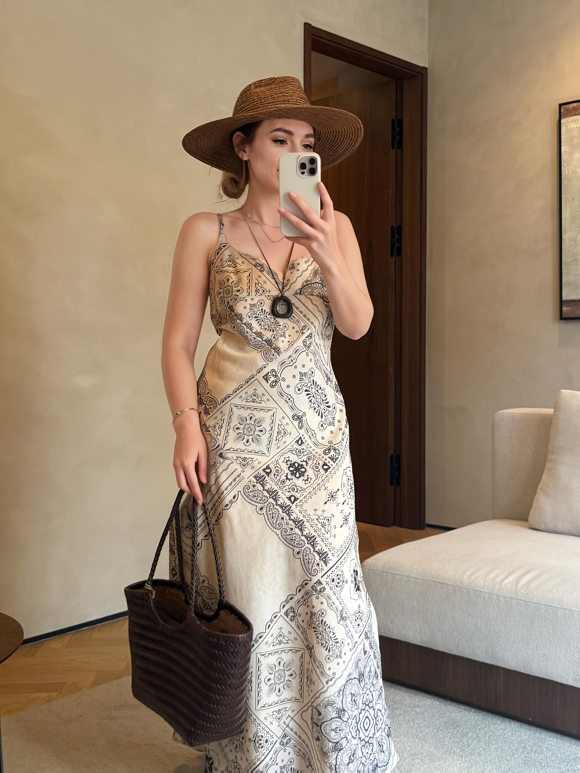 Boho Scoop Neck Spaghetti Straps Maxi Dress