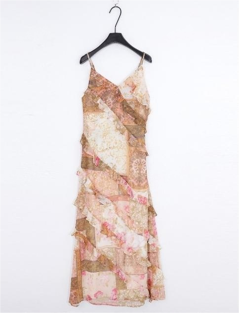 Floral V-Neck Ruffle Detail Slip Dress