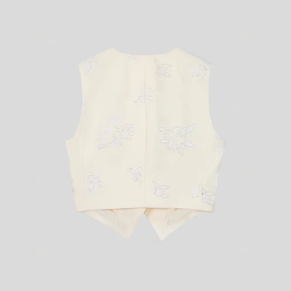 Floral Embroidered V Neck Vest