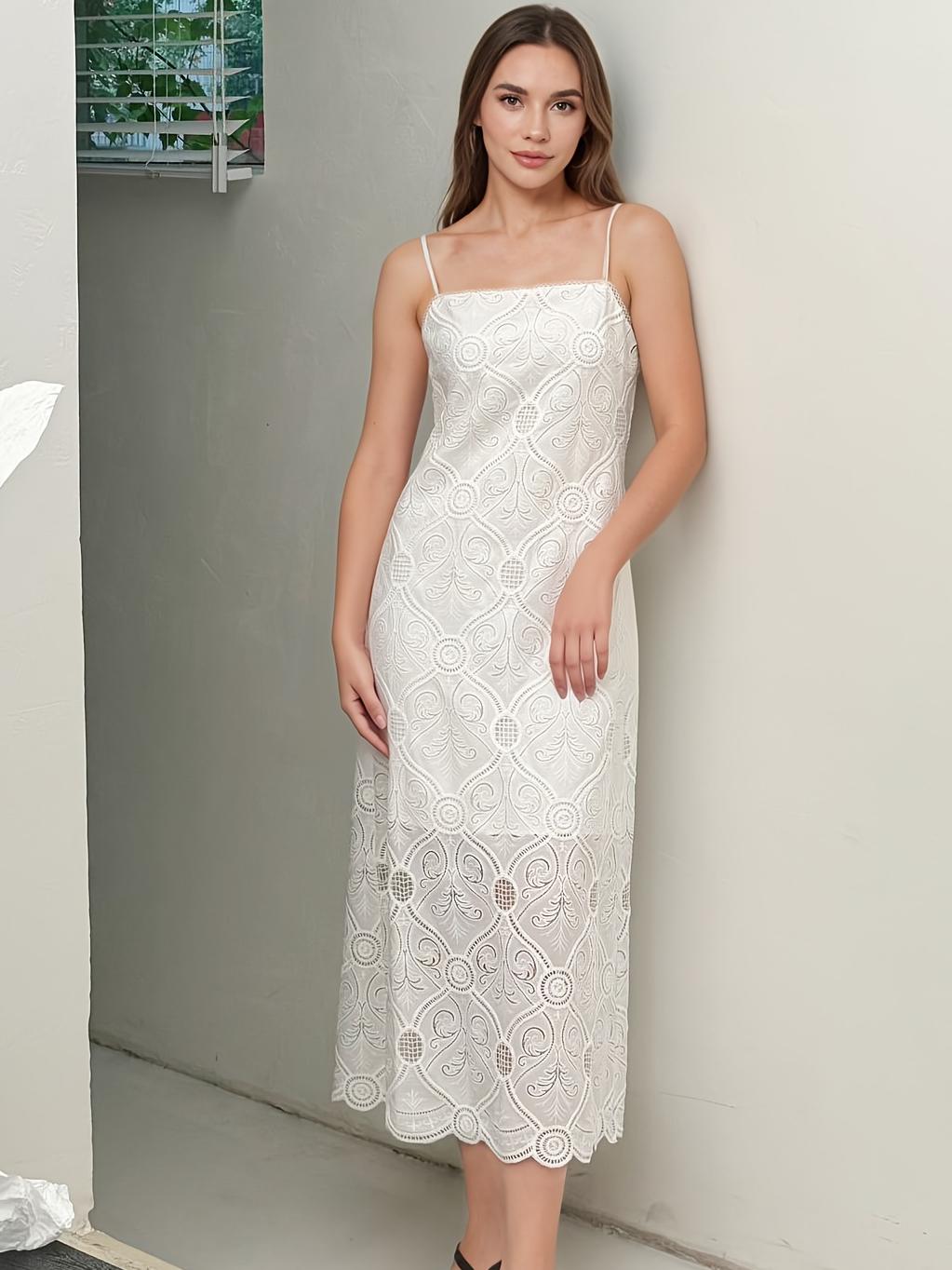 Boho Hollow Suspender Lined Maxi Dress