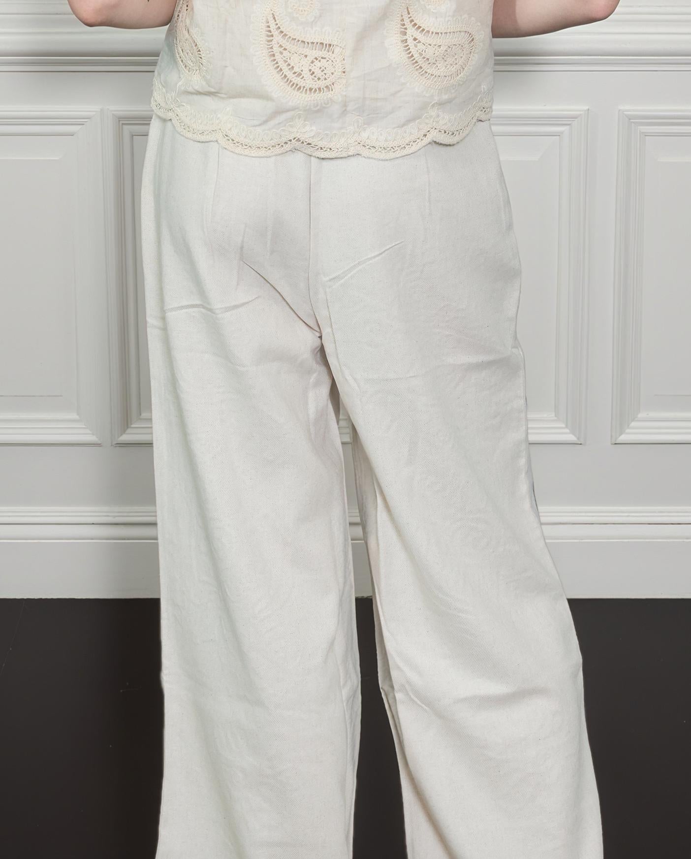 Bohemian Embroidered Straight-leg Pants
