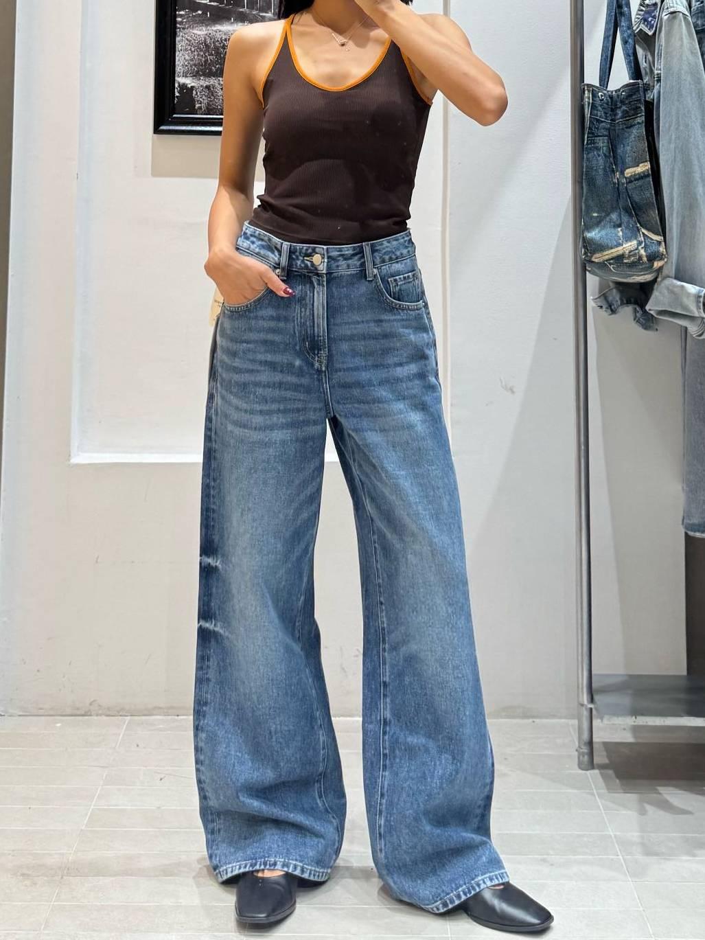 Retro Scimitar Wide Leg Jeans