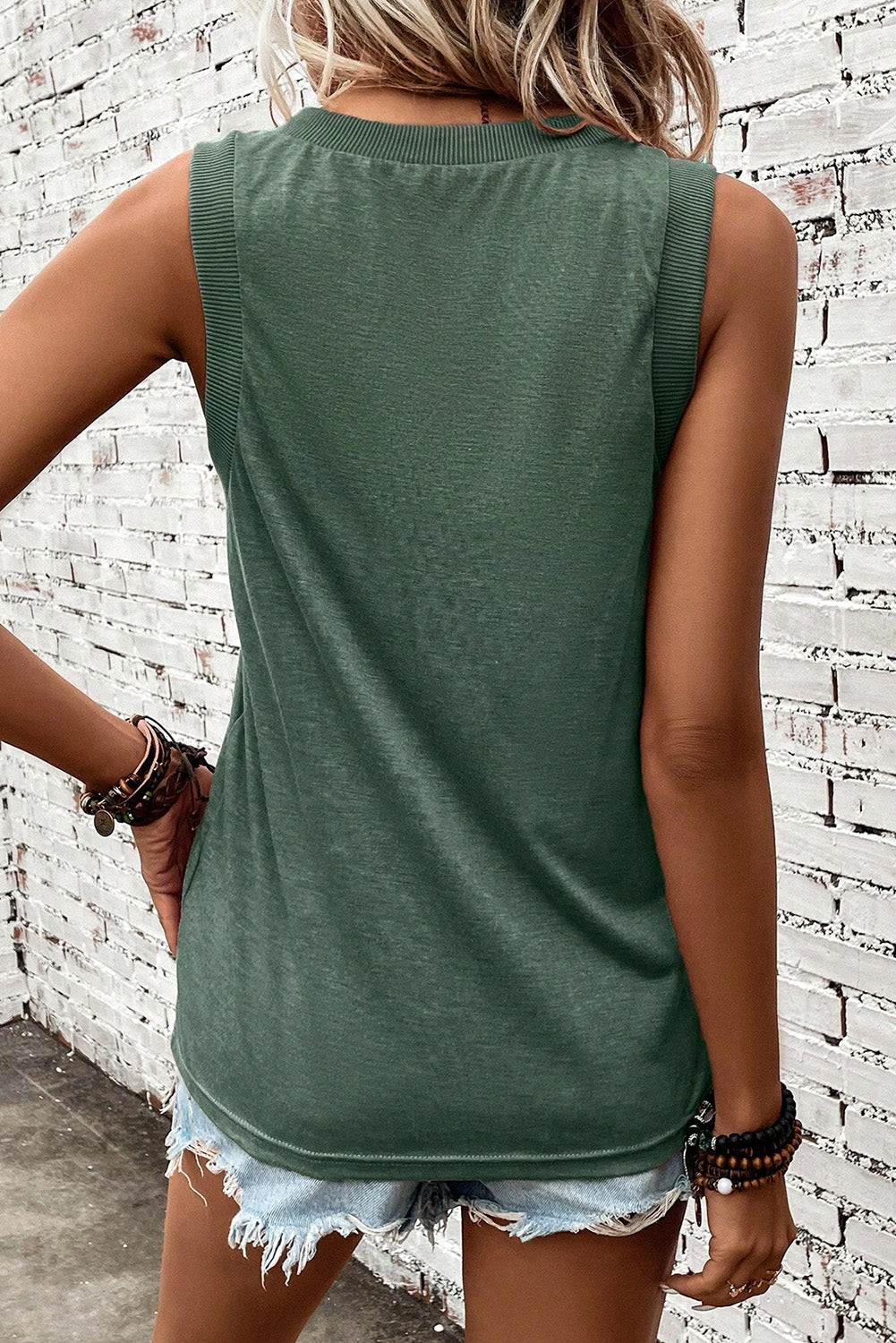 Ribbed V Neck Tank