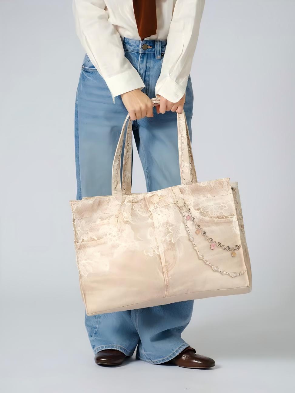 Denim Style Large Tote Bag
