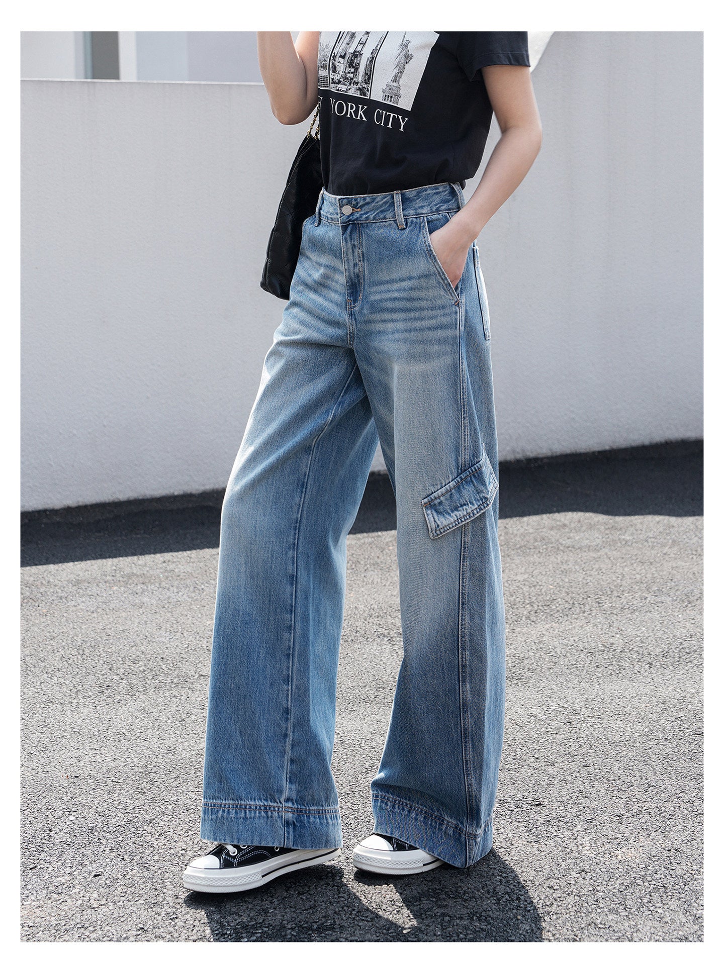 Cargo Straight Zipper Pockets Jeans