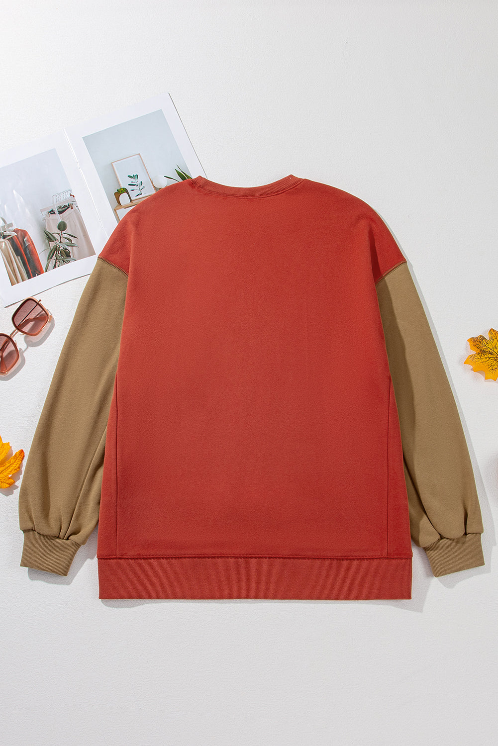 Two Tone Patchwork Drop Shoulder Pullover Sweatshirt