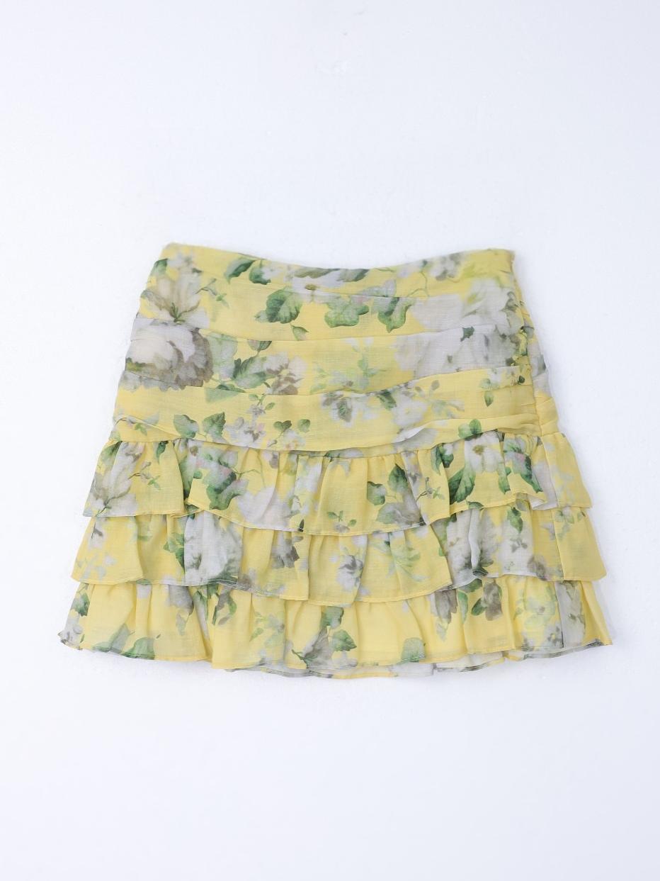 Floral Ruffle Layer Mini Skirt