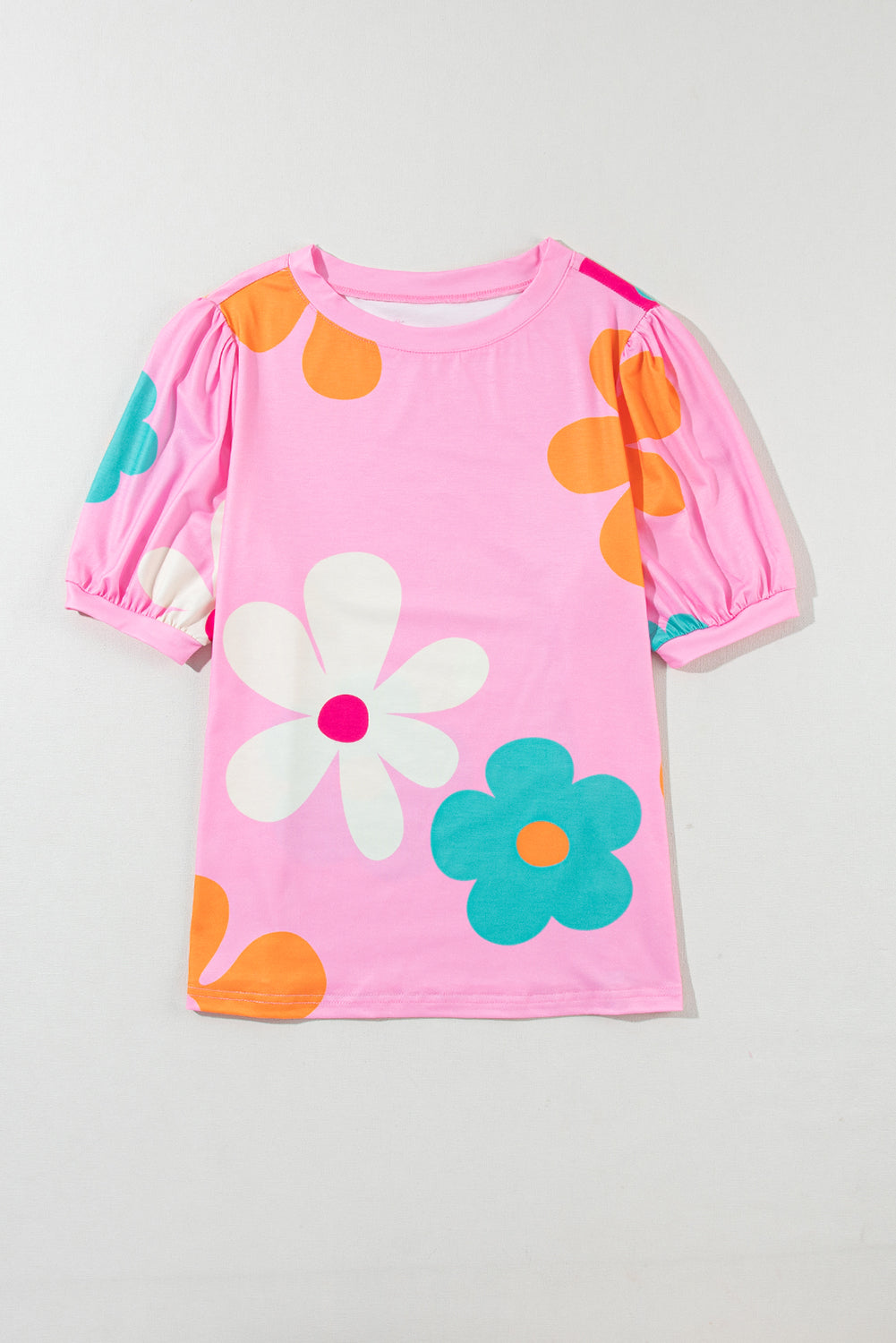 Flower Print Bubble Sleeve Tee