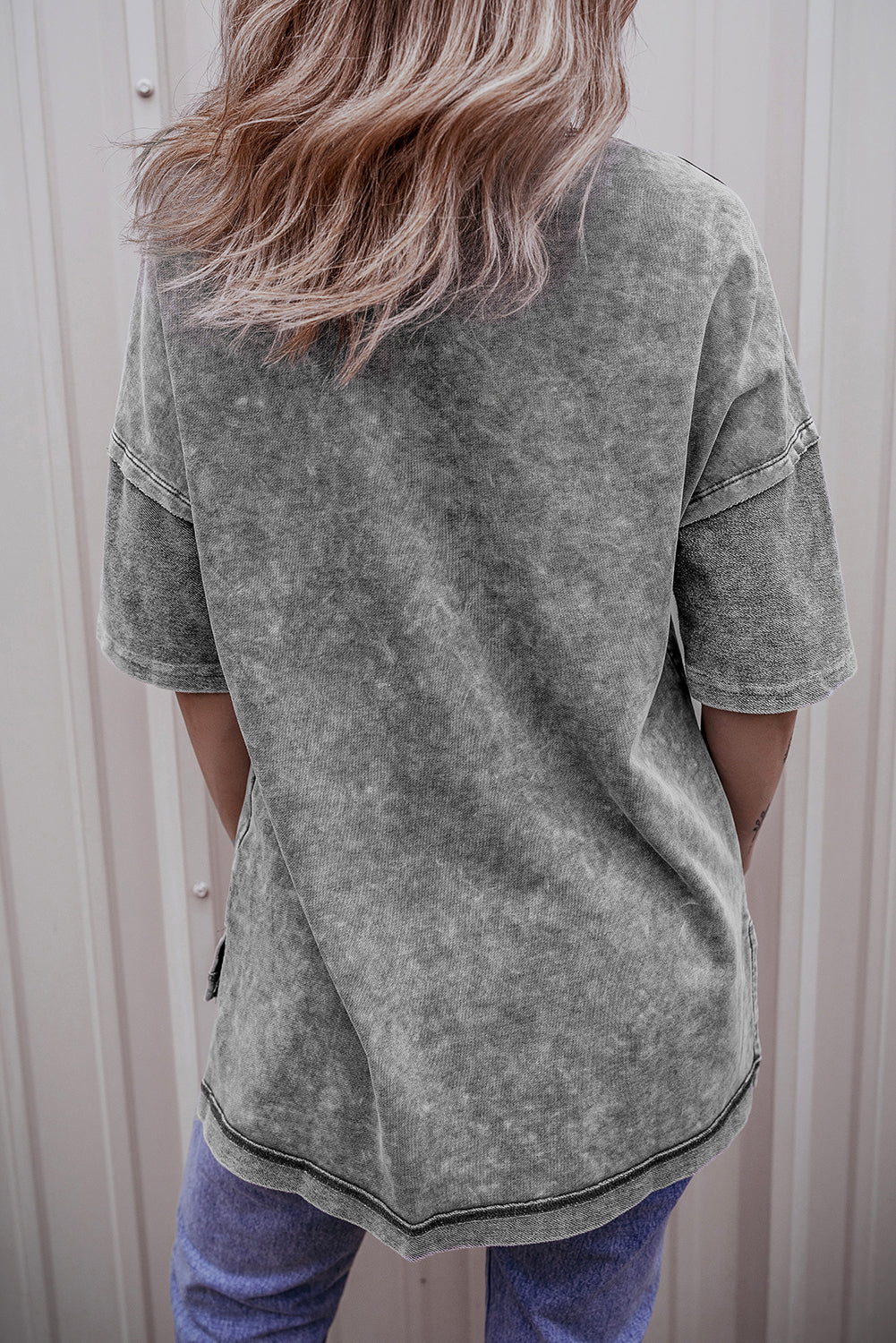 Mineral Wash Exposed Seam Drop Shoulder Oversized Tee