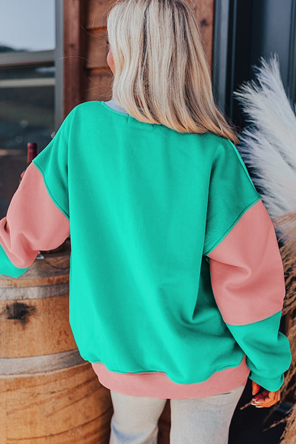 Colorblock Patchwork Drop Shoulder Sweatshirt