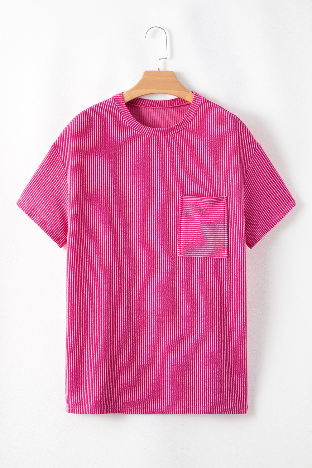 Corded Knit Pocketed Loose Fit T Shirt