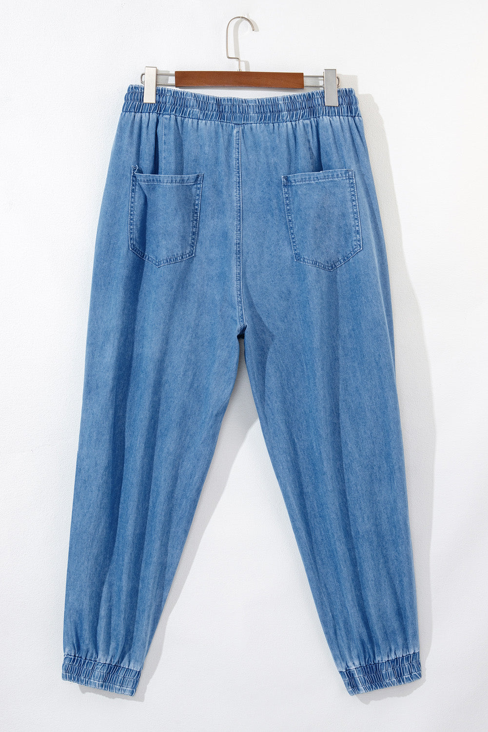 Drawstring Waist Pocketed Plus Size Denim Joggers