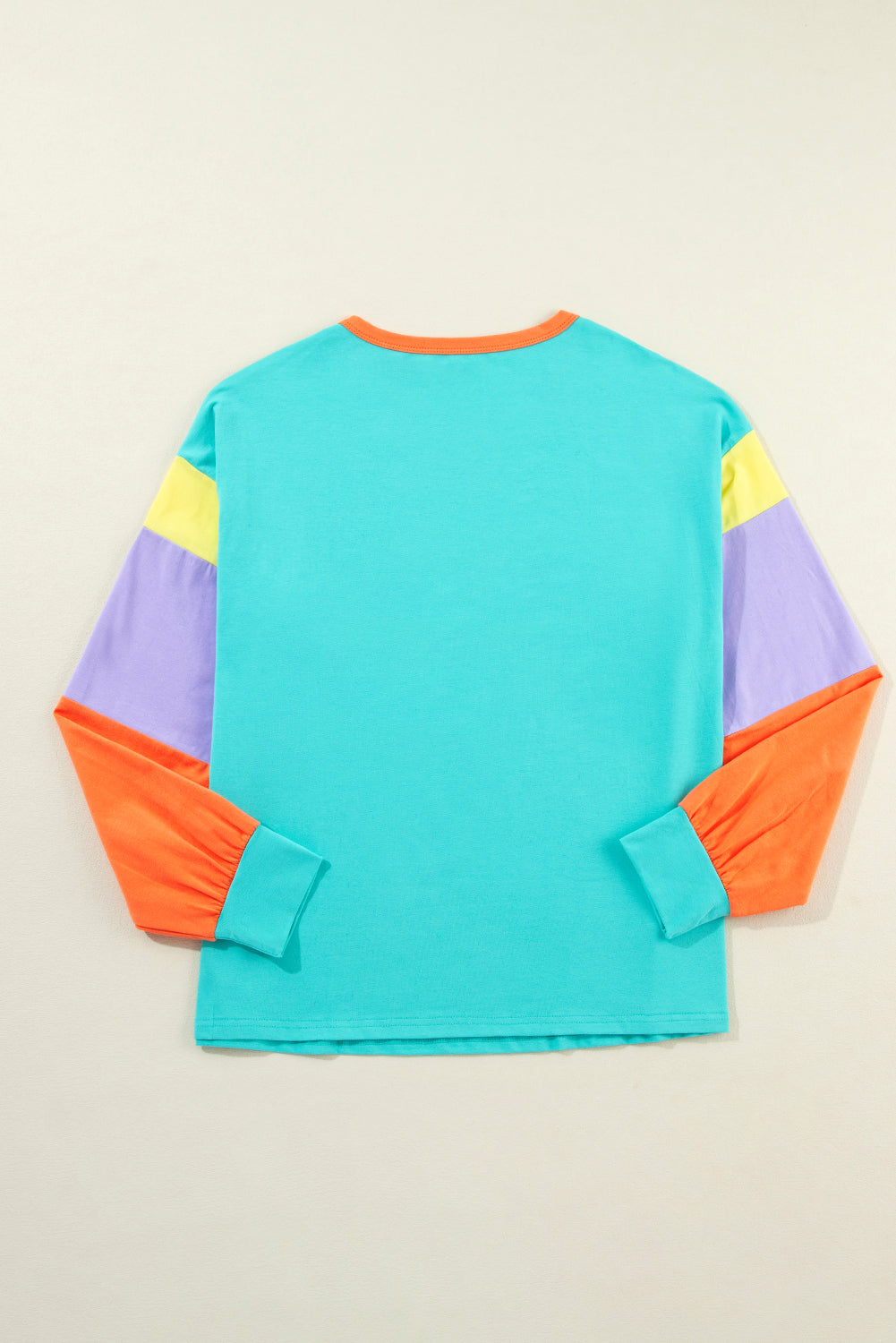 Colorblock Patchwork Long Sleeve Loose Top