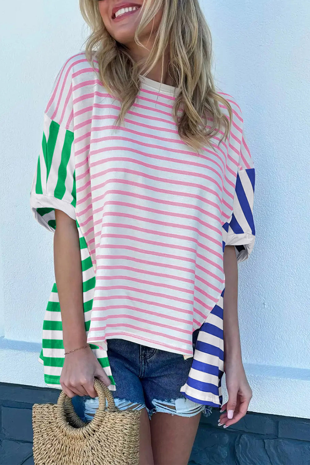 Colorblock Patchwork Baggy T Shirt