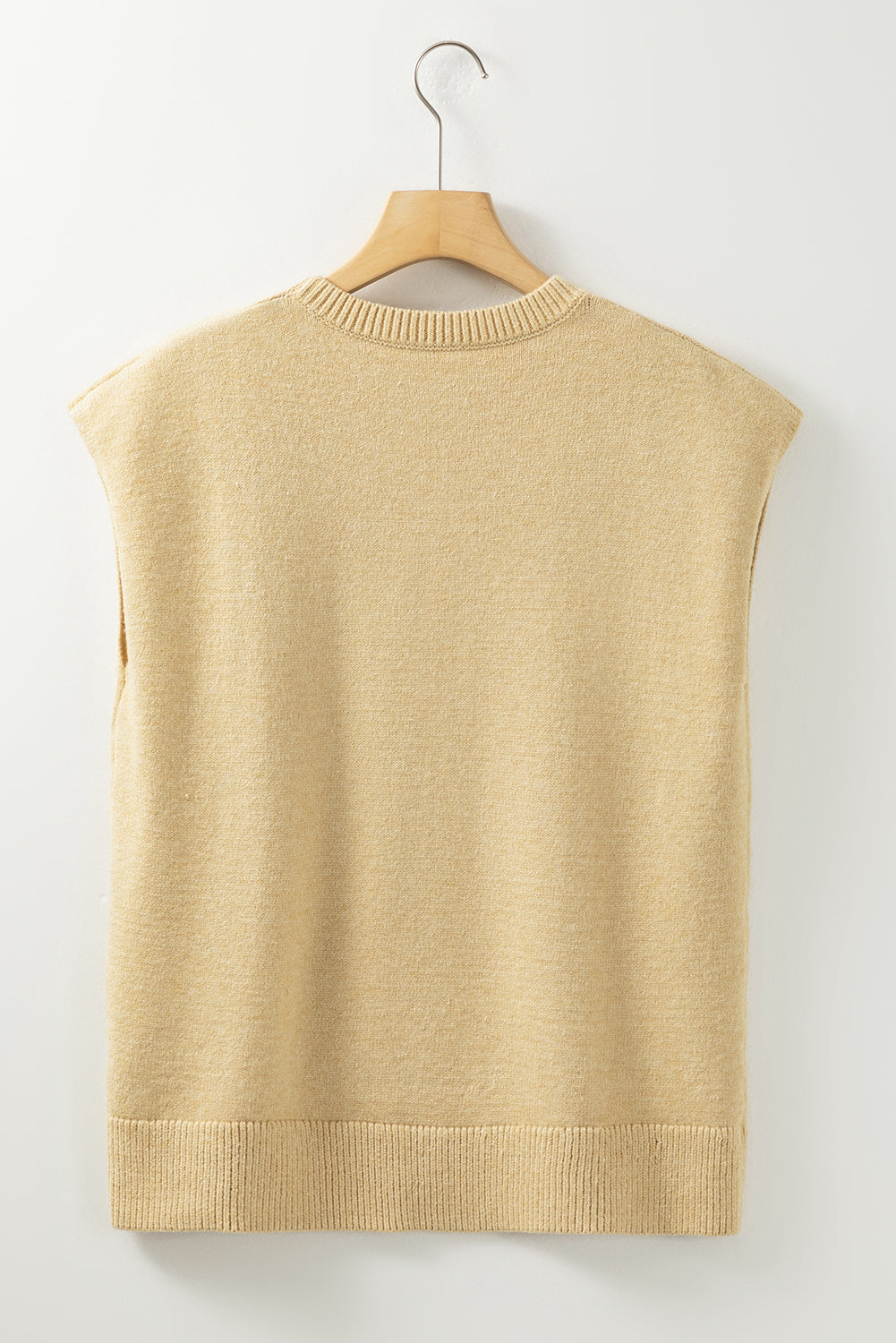 Solid Color Ribbed Trim Short Sleeve Sweater