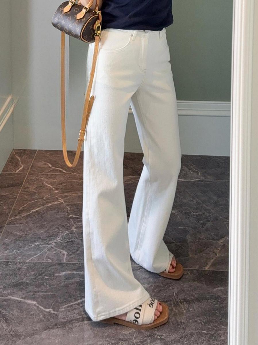 High Waist Narrow Straight Wide Leg Jeans